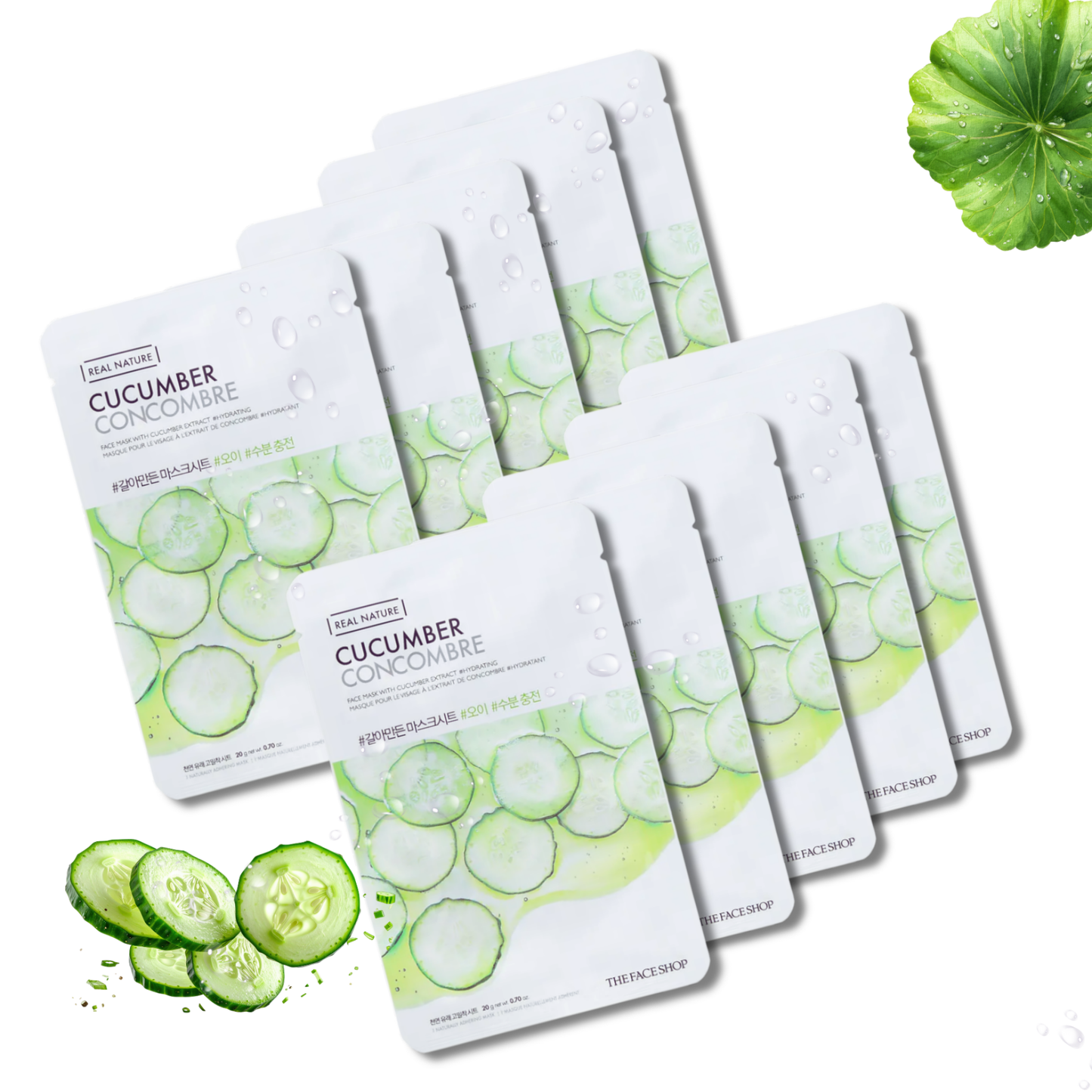 THE FACE SHOP - Real Nature Face Mask Cucumber, 20g x 10 pcs.