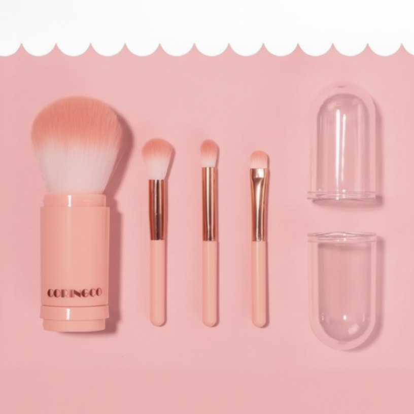 Coringco 4-in-1 Cotton Candy Capsule Makeup Brush Set – 1 pc
